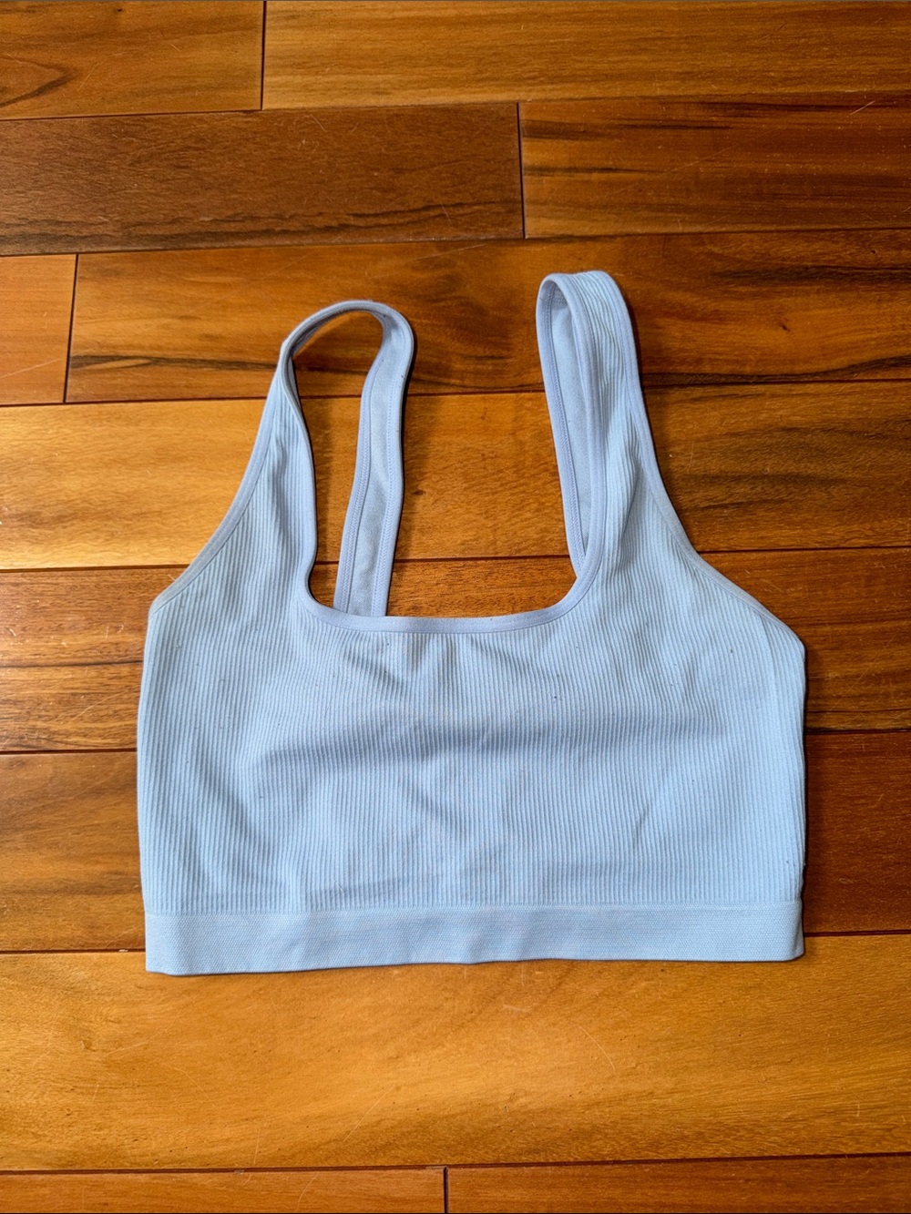 aerie Light Blue Ribbed Scoop Bralette